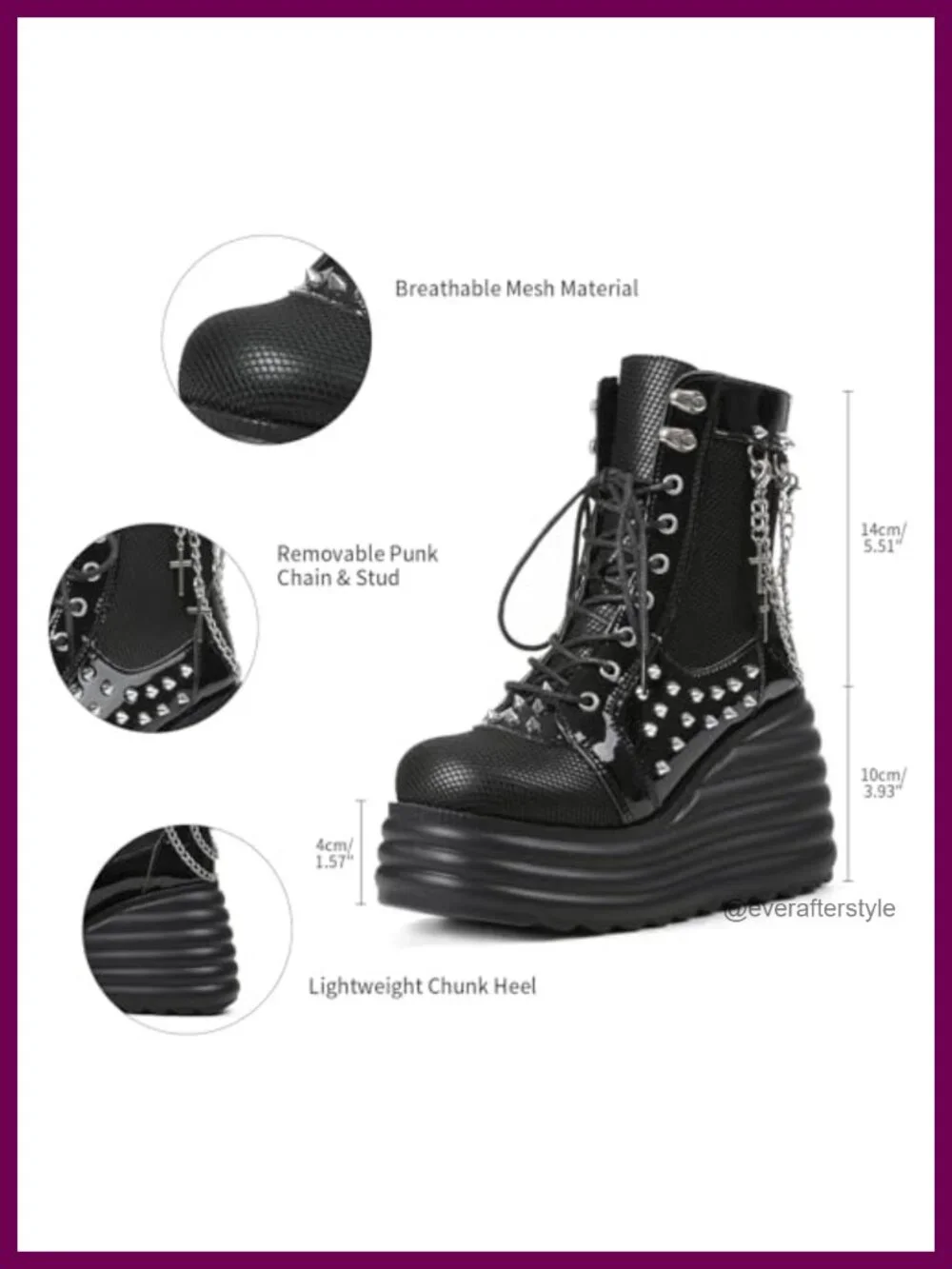 Platform Goth Ankle Boots Women Rave Combat Booties
